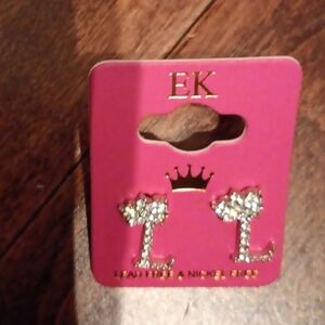 Women's Ek Earrings L Crown ( Cubic Zicornia) Diamonds NIP